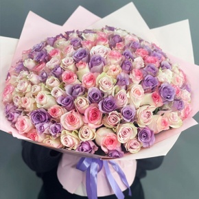 Букет из 101 розы нежный микс (40 см) в Яхроме