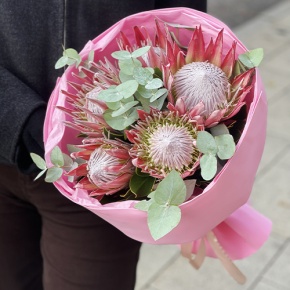 Букет из 5 протей и эвкалипта в Яхроме