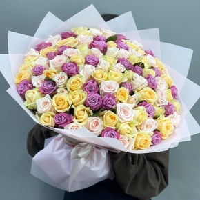 Букет "Желаю тебе" из 101 розы микс (50 см) в Яхроме