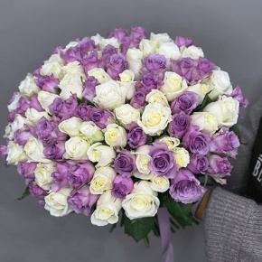 Букет "Фиолетовый микс" из 101 розы (40 см) в Яхроме