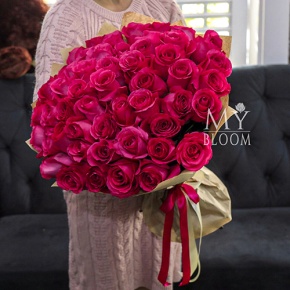 Букет 51 роза Эквадор Пинк Флоид (60 см) в Яхроме