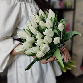 Букет белоснежных тюльпанов (25 шт) в Яхроме