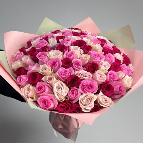 Букет "Ода любви" из 101 розы микс (40 см) в Яхроме