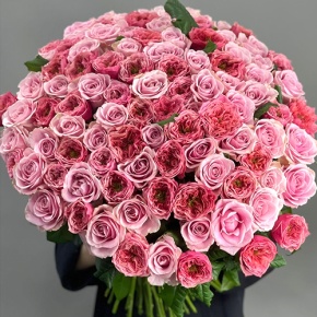 Нежный букет из 101 розы Риджентс парк и Аваланж микс  (70 см) в Яхроме