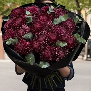 Букет из 21 винной хризантемы Бигоуди в Яхроме