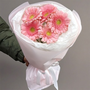 Букет из 5 розовых гербер мини в Яхроме