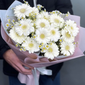 Нежный букет из гербер и ромашек в Яхроме