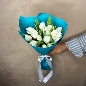 Букет 15 белоснежных тюльпанов в Яхроме