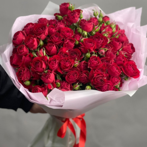 Букет из 17 красных кустовых пионовидных роз (50 см) в Яхроме