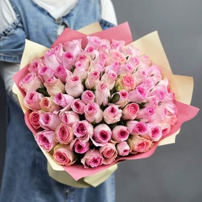 Букет из 75 розовых роз кения (40 см) в Яхроме