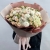 Букет "Шаганэ" из ранункулюсов, хризантем Момоко, озатамнуса, кустовых роз сорта Таня, эустом и гортензий в Яхроме